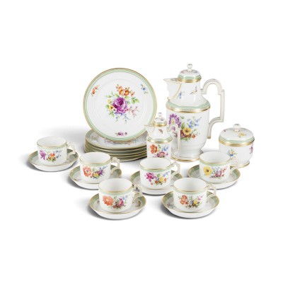 Bild 21-TEILIGES KAFFEESERVICE MIT BLUMENMALEREI