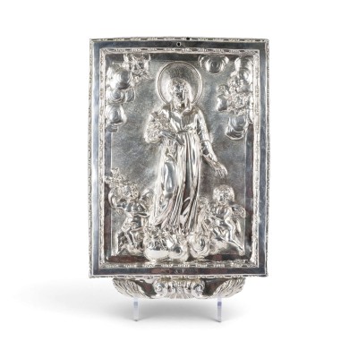 Bild SILBERRELIEF MIT DEM HEILIGEN ANTONIUS/ JOHANNES NEPOMUK