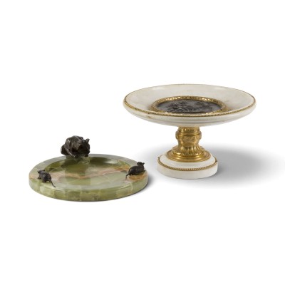 Picture AUFSATZSCHALE MIT BRONZERELIEF UND SCHREIBTISCHSCHALE MIT TIERBRONZEN