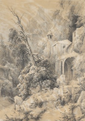 Auktion 160<br>FELSENLANDSCHAFT MIT KLOSTER UND BURGRUINE