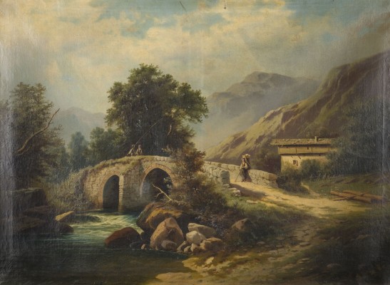Auktion 160<br>VORALPENLANDSCHAFT MIT STAFFAGE, 1890