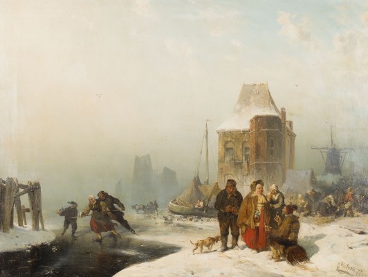 Auktion 160<br>MARKT AN EINEM ZUGEFRORENEN SEE, 1877