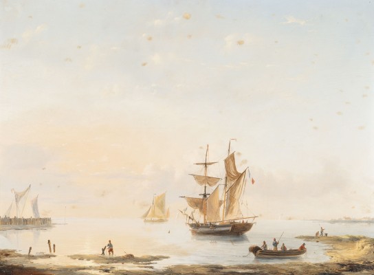 Auktion 160<br>FISCHERBOOTE BEI RUHIGER SEE AN DER KÜSTE