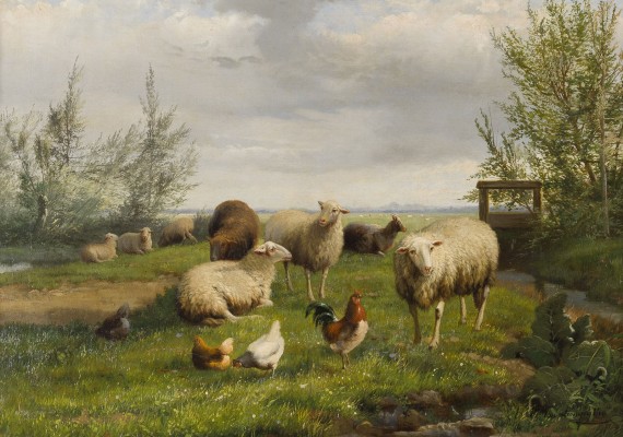 Auction 160<br>FEDERVIEH UND SCHAFE VOR WEITER LANDSCHAFT, 1889
