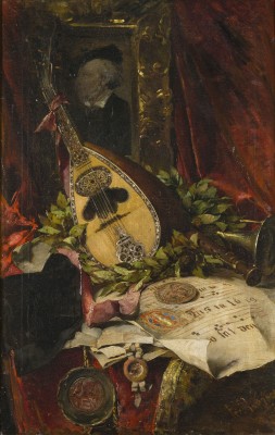 Auktion 160<br>STILLEBEN MIT MANDOLINE, NOTEN UND LORBEER