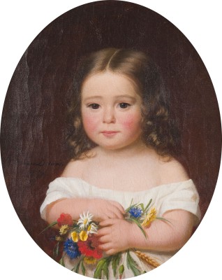 Auktion 160<br>BILDNIS EINES KINDES MIT BLUMEN, 1850