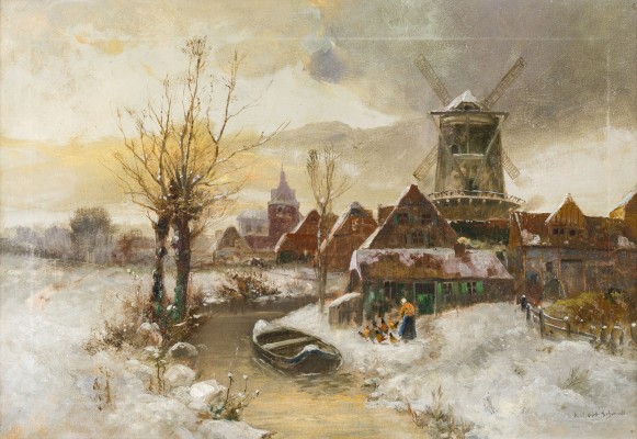 Auction 160<br>DORF AM FLUSSUFER IM WINTER