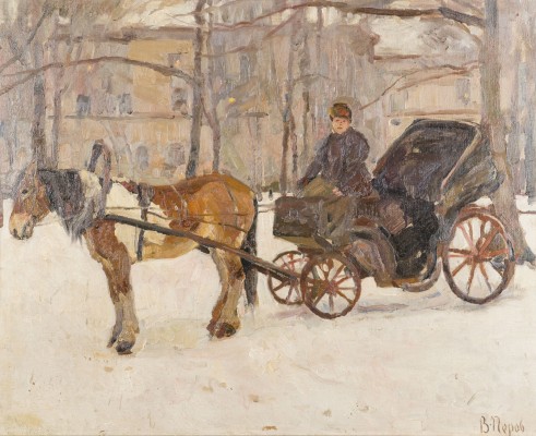 Auction 160<br>WINTERLANDSCHAFT MIT PFERDEKUTSCHE