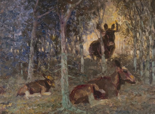 Auktion 160<br>ELCHFAMILIE IM WALD