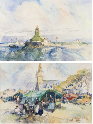 Auction 160<br>ZWEI ARBEITEN: BEI DER WALLFAHRT VON SAINTE-ANNE-LA-PALUD, 1940. NOTRE-DAME DE LA JOIE, 1940