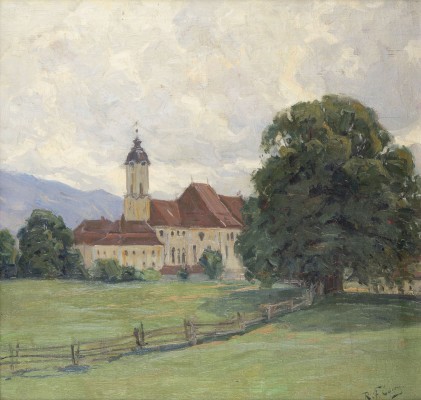 Auktion 160<br>BLICK AUF DIE WIESKIRCHE BEI STEINGADEN