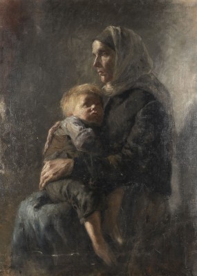 Auction 160<br>MUTTER MIT KIND. (RÜCKSEITIG: BILDNIS EINES MÖNCHS)
