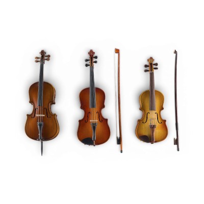Picture KONVOLUT VON ZWEI MINIATUR VIOLINEN UND EIN MINIATUR CELLO