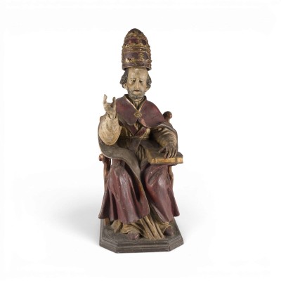 Auction 160<br>SITZENDER HEILIGER PAPST (GREGOR DER GROSSE ODER SILVESTER)