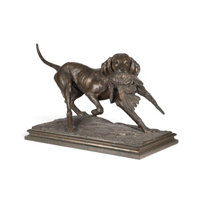 Auktion 160<br>MONUMENTALER JAGDHUND MIT ERLEGTEM FASAN