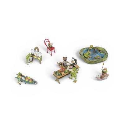 Auction 160<br>KONVOLUT VON SECHS FROSCHFIGUREN 'ALLTAGSSZENEN'
