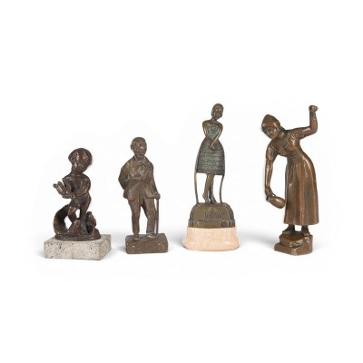Picture KONVOLUT VON VIER FIGUREN: NEPTUN PUTTO, SCHENKMAGD, MANN MIT SPAZIERSTOCK UND TÄNZERIN