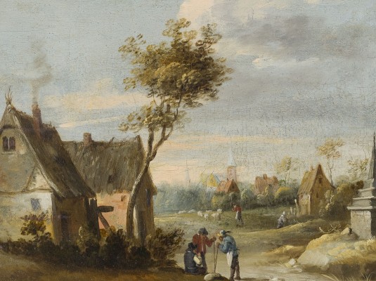 Auktion 160<br>BAUERN IM GESPRÄCH VOR ANGRENZENDEM GEHÖFT