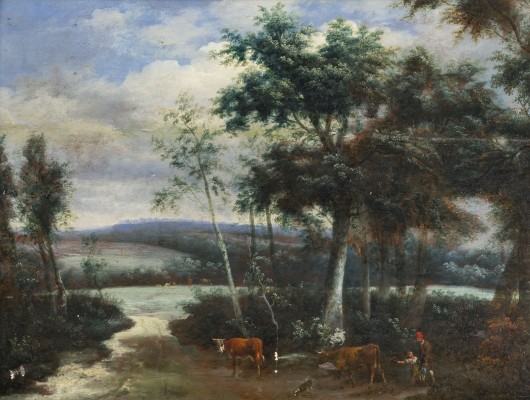 Auktion 160<br>FLUSSLANDSCHAFT MIT HIRTEN UND VIEH