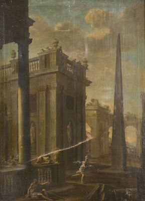 Auktion 160<br>CARPRICCIO MIT RUINEN UND OBELISK