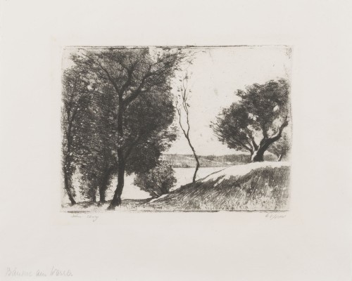 Bild 'BAUMBESTANDENES UFER AM MÄRKISCHEN SEE' (um 1919)