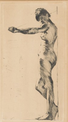 Bild 'STEHENDER, AN EINE WAND GELEHNTER WEIBICHER AKT' (UM 1920)