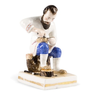 Auction 161<br>EIN BAUER BEIM BASTSCHUHFLECHTEN