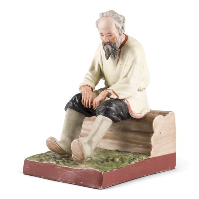 Auction 161<br>FIGUR 'ALTER MANN AUF EINER HOLZBANK'