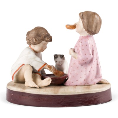 Auktion 161<br>KINDER MIT KATZE BEIM MITTAGESSEN