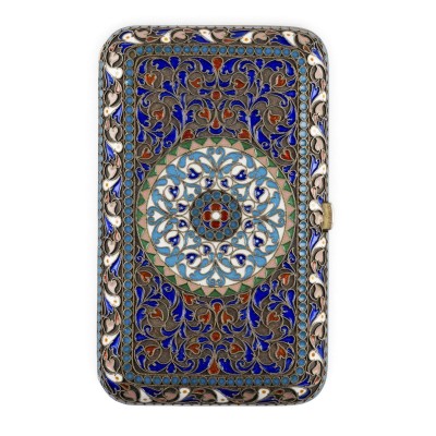 Bild FEINES CLOISONNÉ-EMAIL-ZIGARETTENETUI MIT MEDAILLON