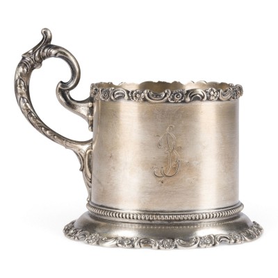 Picture TEEGLAS-HALTER MIT ROCAILLEN-BORDÜREN