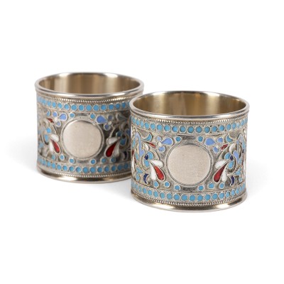 Picture PAAR CLOISONNÉ-EMAIL-SERVIETTENRINGE
