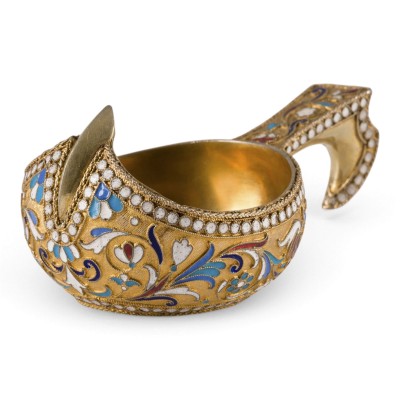 Picture CLOISONNÉ-EMAIL-KOWSCH MIT BLATTRANKEN