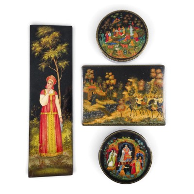 Auktion 161<br>SAMMLUNG VON SECHS LACKDOSEN UND EINEM LACKBILD