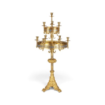 Bild ZEHNFLAMMIGER MONUMENTALER NEOGOTISCHER KANDELABER