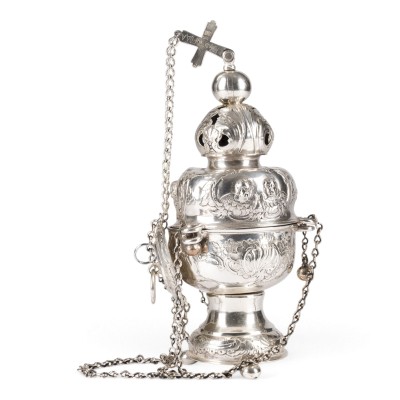 Picture BAROCKES WEIHRAUCH-FASS MIT CHERUBIM