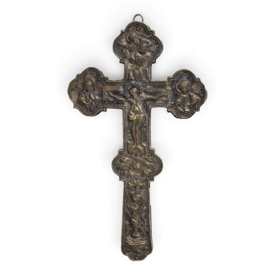 Picture BAROCKES HANDKREUZ MIT DER KREUZIGUNG CHRISTI UND ROCAILLEN