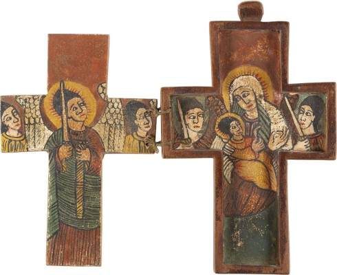 Auktion 161<br>KOPTISCHER KREUZANHÄNFER MIT DER GOTTESMUTTER UND ERZENGELN