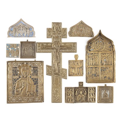 Picture SAMMLUNG VON ZEHN BRONZE-IKONEN: DARSTELLUNGEN CHRISTI, AUSGEWÄHLTE HEILIGE SOWIE FESTTAGE