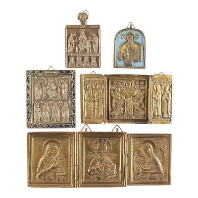 Bild SAMMLUNG VON FÜNF BRONZE-IKONEN: DEESIS, CHRISTUS PANTOKRATOR SOWIE CHRISTUS VON SMOLENSK