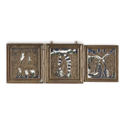 Bild BRONZE-TRIPTYCHON MIT HOCHFESTEN DES ORTHODOXEN KIRCHENJAHRES