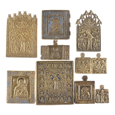 Bild SAMMLUNG VON ZEHN BRONZE-IKONEN MIT DARSTELLUNGEN DER GOTTESMUTTER