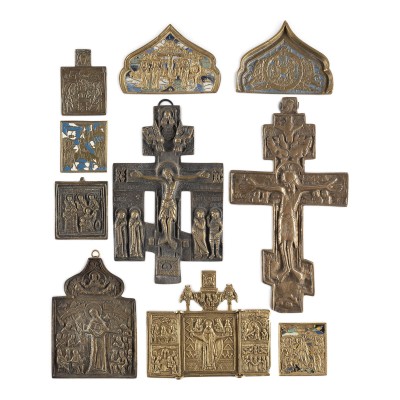 Bild SAMMLUNG VON ZEHN BRONZE-IKONEN: KRUZIFIXE, GOTTESMUTTER 'FREUDE ALLER LEIDENDEN', AUSGEWÄHLTE HEILIGE SOWIE FESTTAGE