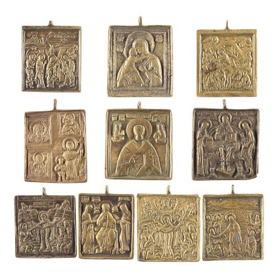 Picture SAMMLUNG VON ZEHN BRONZE-IKONEN: DARSTELLUNGEN CHRISTI UND DER GOTTESMUTTER SOWIE AUSGEWÄHLTE HEILIGE