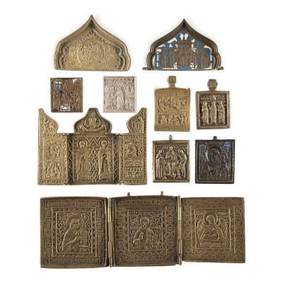 Picture SAMMLUNG VON ZEHN BRONZE-IKONEN: DEESIS, GOTTESMUTTER VON SMOLENSK, AUSGEWÄHLTE HEILIGE SOWIE FESTTAGE
