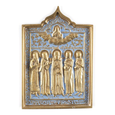 Bild BRONZE-IKONE MIT DEN HEILIGEN MODESTUS, BLASIUS, NIL, KOSMAS UND DAMIAN