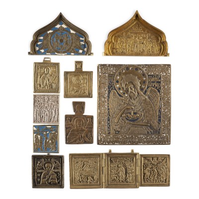 Bild SAMMLUNG VON ZEHN BRONZE-IKONEN: GOTTESMUTTER VON SMOLENSK, AUSGEWÄHLTE HEILIGE SOWIE FESTTAGE