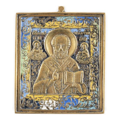 Bild BRONZE-IKONE MIT DEM HEILIGEN NIKOLAUS VON MYRA
