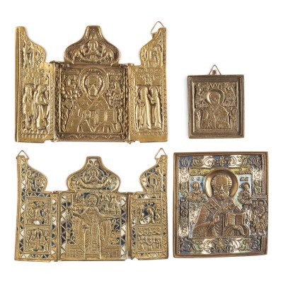 Bild SAMMLUNG VON VIER BRONZE-IKONEN MIT DEM HEILIGEN NIKOLAUS