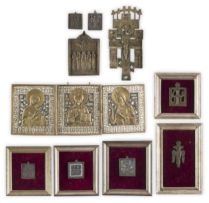 Bild SAMMLUNG VON ZEHN BRONZE-IKONEN: DEESIS, KRUZIFIXE SOWIE AUSGEWÄHLTE HEILIGE